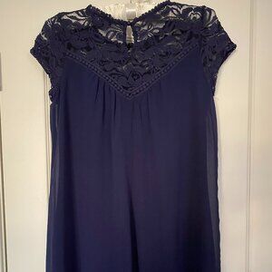 As U Wish (Target) Lace Top Mini Dress in Navy - Size S